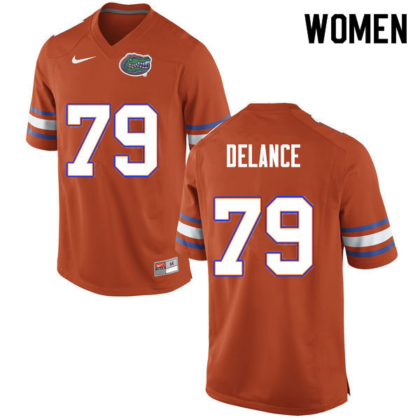 Women #79 Jean DeLance Florida Gators College Football Jerseys Sale-Orange - Click Image to Close